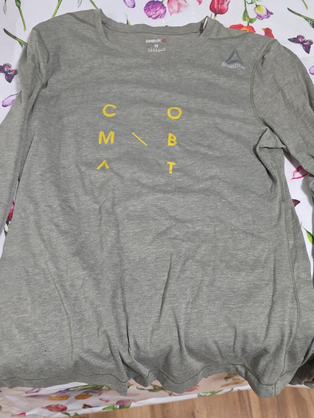 Reebok Womans Olive  Long-Sleeve Combat Graphic Shirt